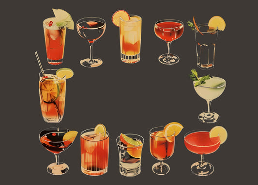 Cocktail Bar Wall Art Set of 6 | Classic Drinks & Recipe Print Bundle | Digital Download