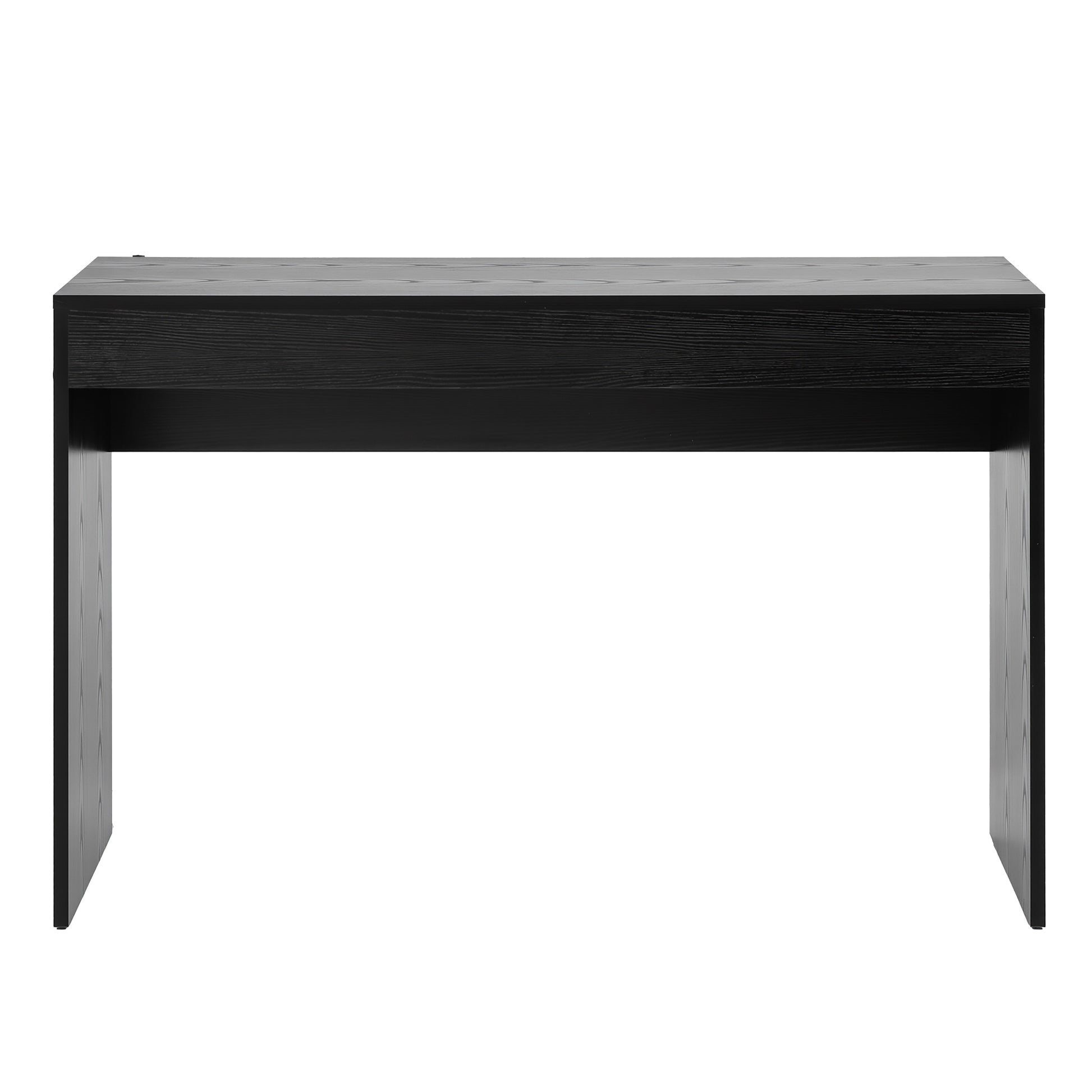 Black console table on a white background