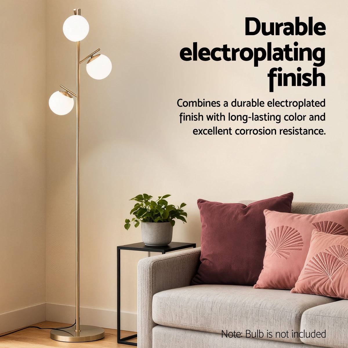 Artiss 3-Light Tree Floor Lamp 165cm Tall Standing Light with Sphere Glass Shades for Modern Homes