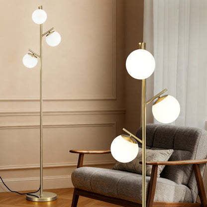 Artiss 3-Light Tree Floor Lamp 165cm Tall Standing Light with Sphere Glass Shades for Modern Homes