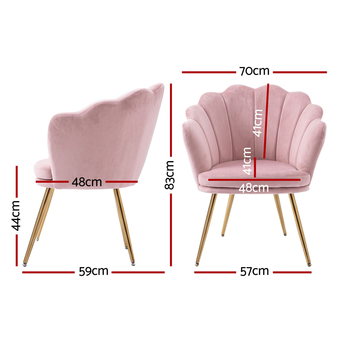 ‘The Callista’ Art Deco Shell Back Armchair – Blush Pink Velvet