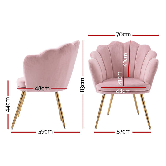 ‘The Callista’ Art Deco Shell Back Armchair – Blush Pink Velvet