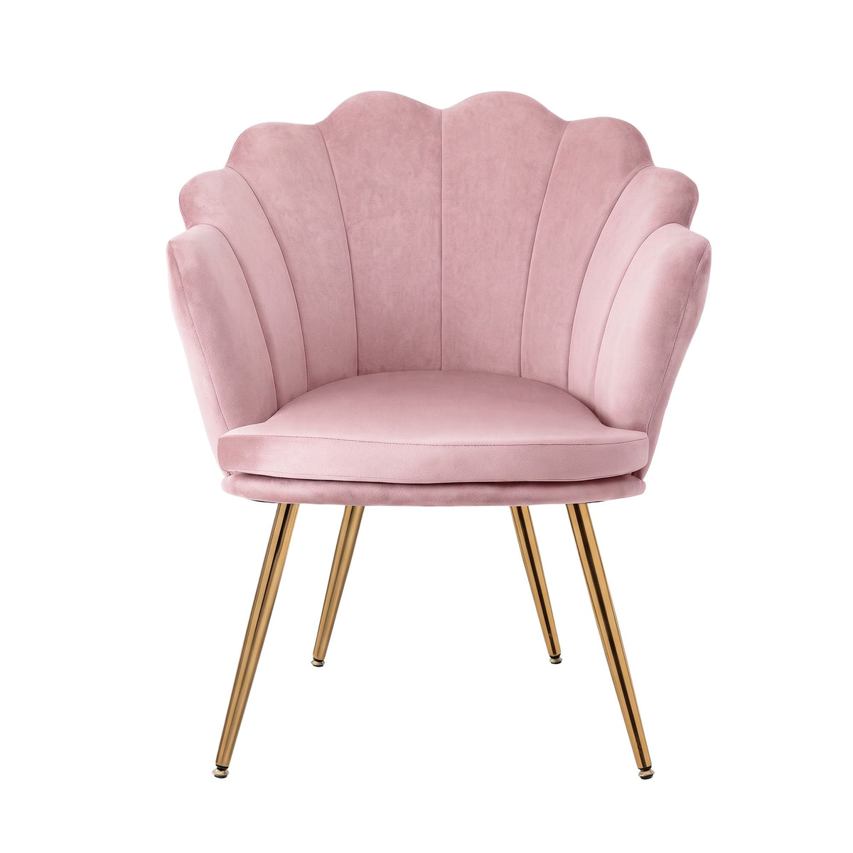 ‘The Callista’ Art Deco Shell Back Armchair – Blush Pink Velvet