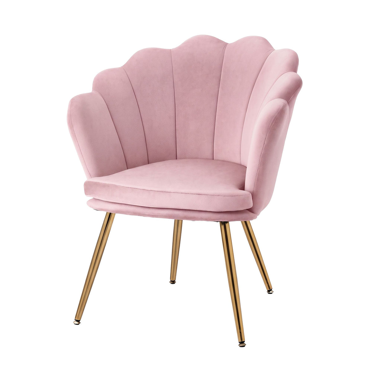‘The Callista’ Art Deco Shell Back Armchair – Blush Pink Velvet