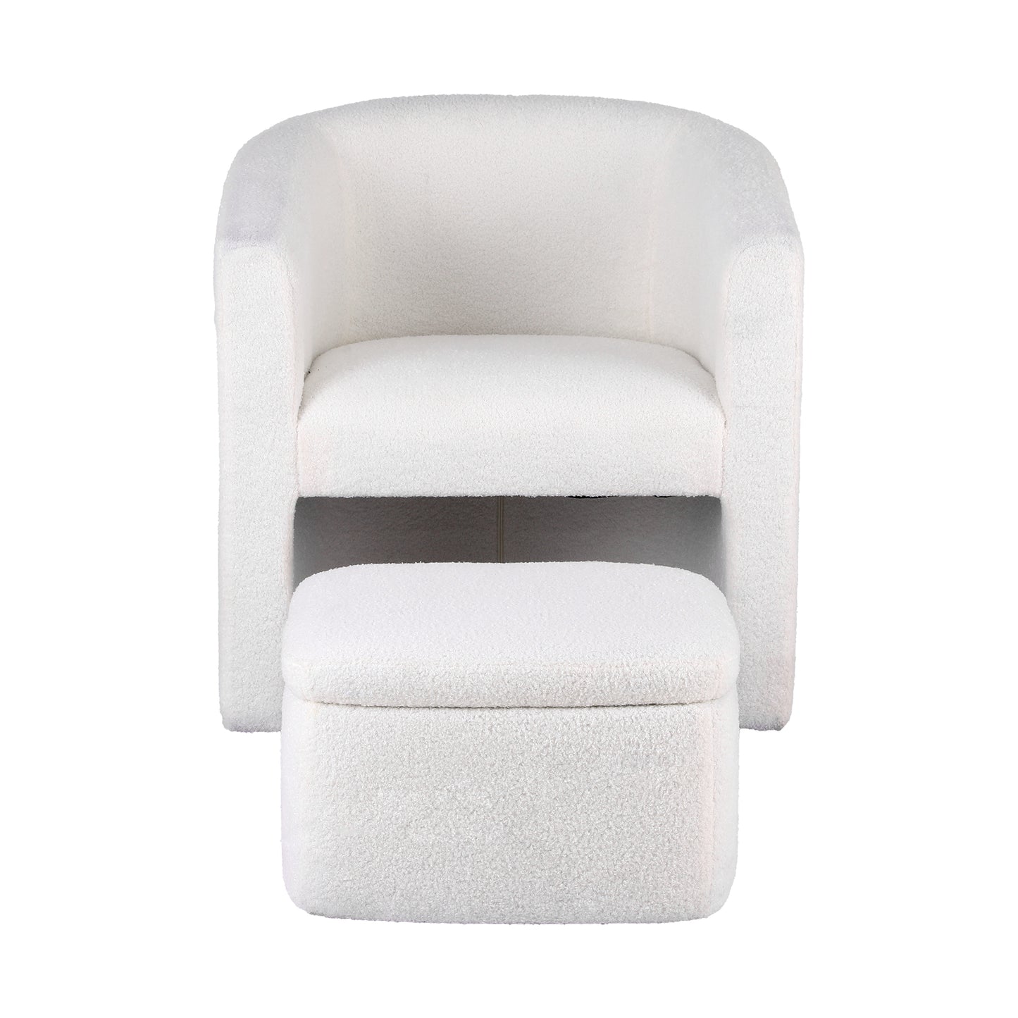 Artiss Armchair Accent Chair w/Ottoman Lounge Footrest Storage Boucle White image