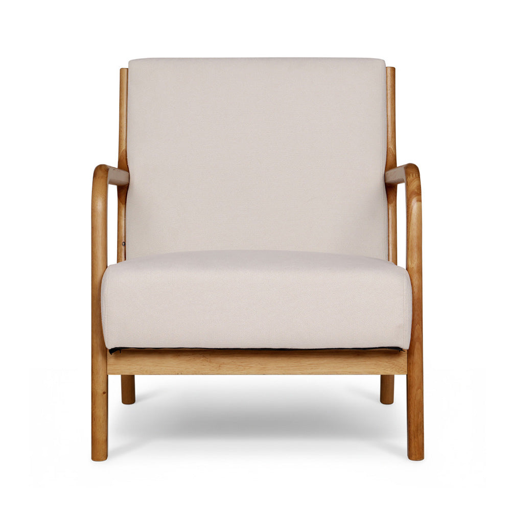 Set of 2 Artiss Beige Faux Fabric Armchairs