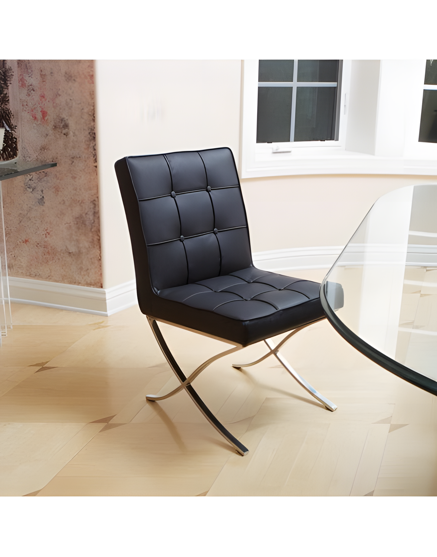 Pandora Modern Bonded Leather Dining Chair in Black