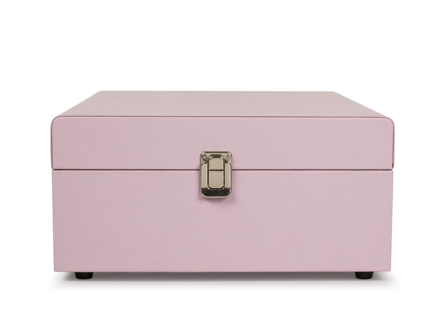 "Crosley Voyager Amethyst portable turntable closed with latch in pink"