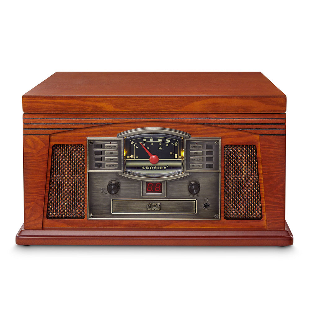 "Crosley Lancaster Bluetooth turntable in paprika front view with lid closed" 