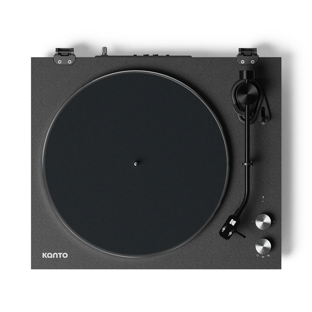 Kanto OBI3 Turntable - Matte Black with Kanto ORA 100W Powered Speakers - Black Bundle