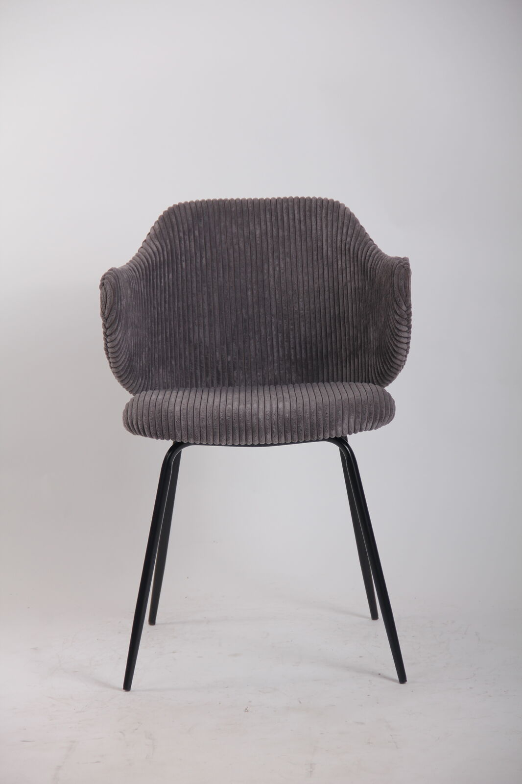 Set of 4 Dining Chairs with Corduroy Cord Fabric in Dark Grey Lincoln