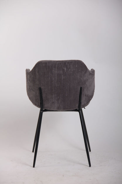 Set of 4 Dining Chairs with Corduroy Cord Fabric in Dark Grey Lincoln