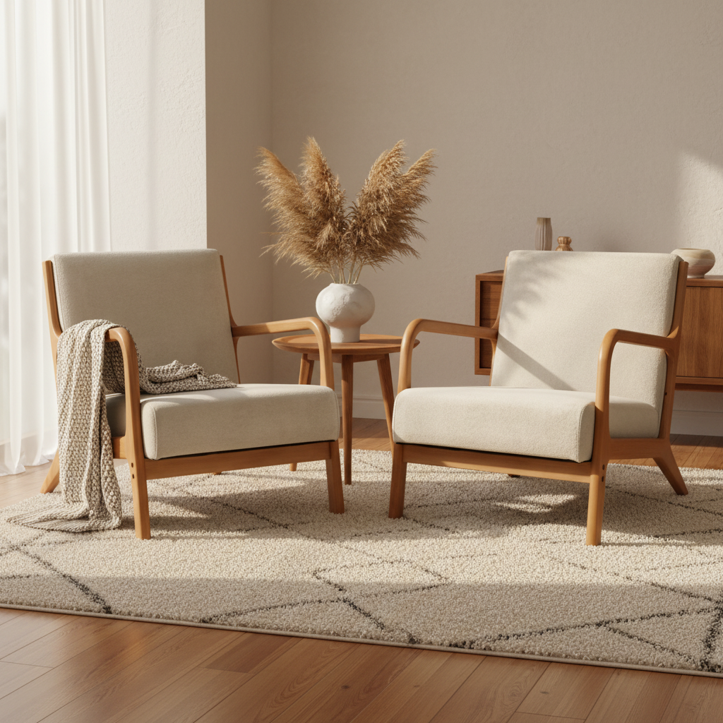 Beige Faux Armchairs Lifestyle Mockup