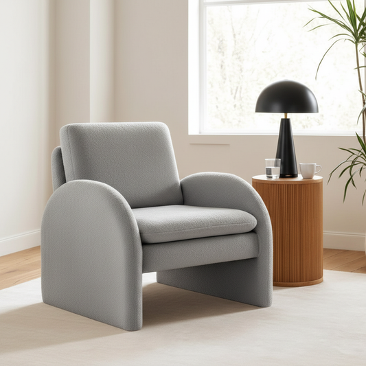 Grey Boucle Armchair Google Shopping Lifestyle Image