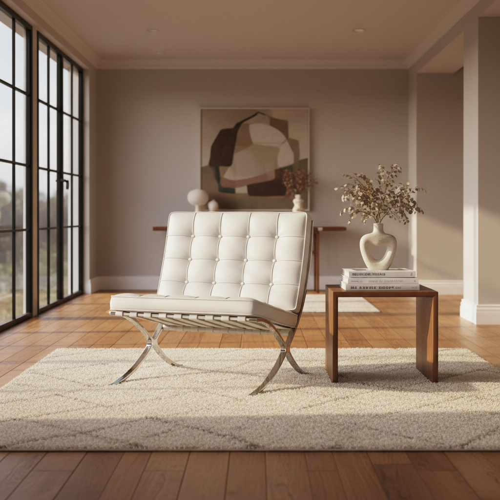 White Barcelona Chair Lifestyle Mockup